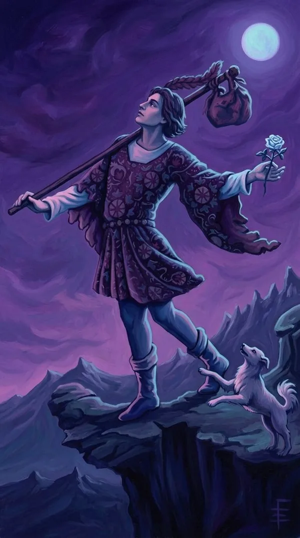 The Fool from the standard tarot deck